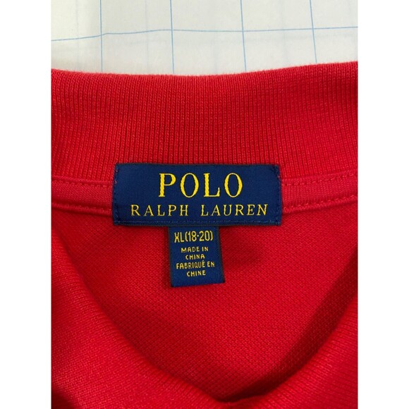 Polo Ralph Lauren Boys Big Pony Polo Shirt Red Long Sleeve Size XL - Picture 7 of 9